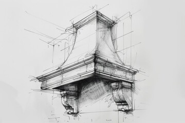 Obraz premium A simple illustration of a fireplace in grayscale colors