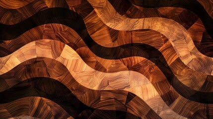 Abstract pattern inspired by the natural patterns found in mahogany wood, creating a rhythmic and...