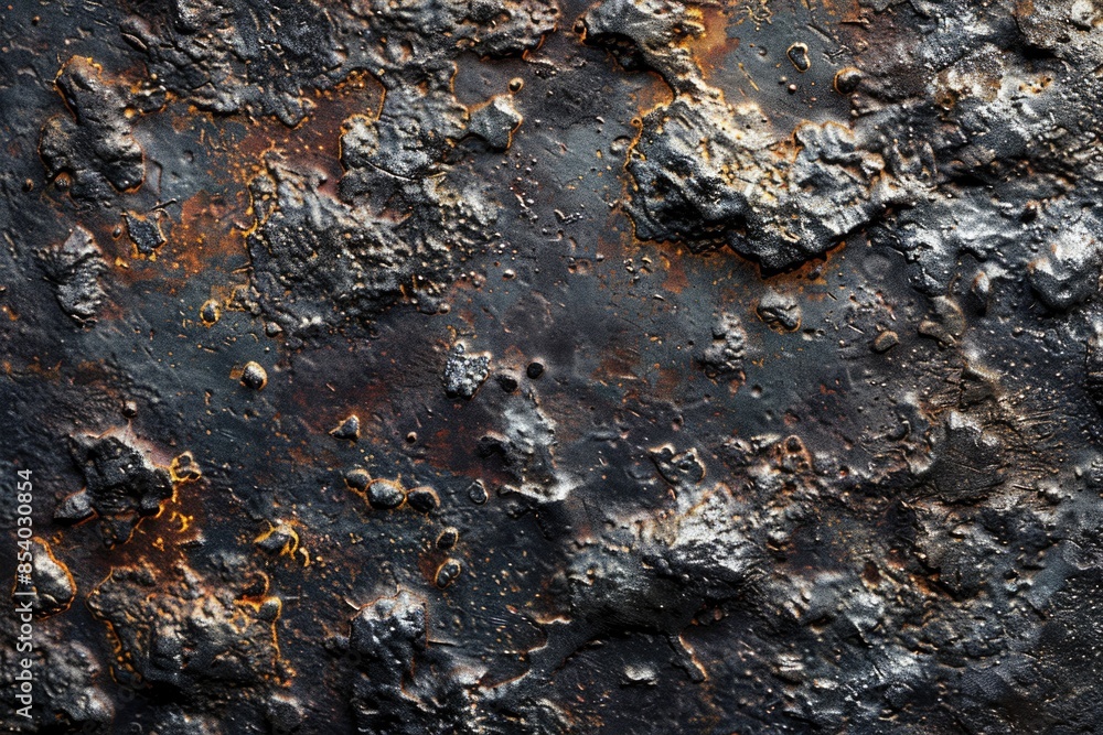 Poster Close-up shot of a rusty metal surface with texture and patina, ideal for use in industrial or mechanical design projects