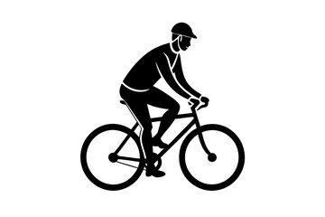Obraz premium A man cycling bicycle silhouette vector illustration art.