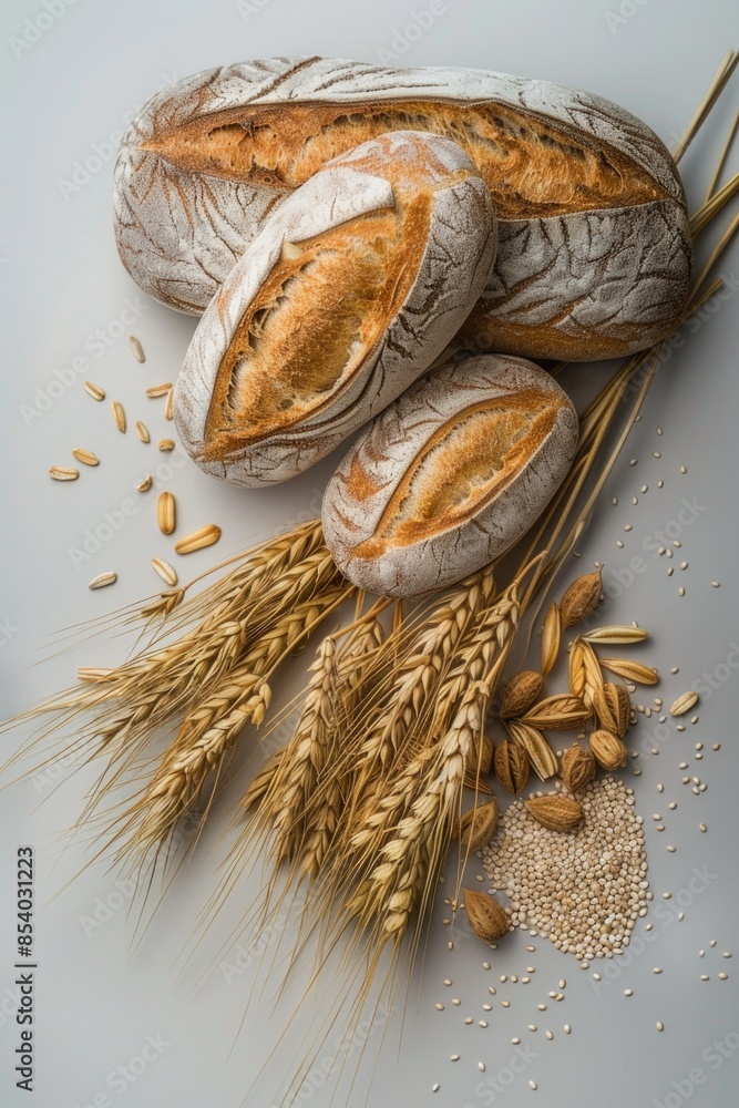 Aufkleber a loaf of bread sits on a table with a simple and clean background