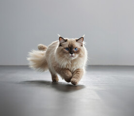 Obraz premium A Ragdoll cat running, full whole body, professional photography posing