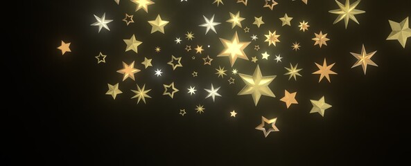 Stellar Christmas Symphony: Exquisite 3D Illustration of Falling Stars in Harmonious Motion for the Holidays