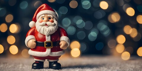 Beautiful and friendly Christmas Santa Claus on bokeh background. Generative AI