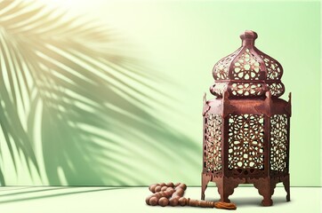 Beautiful arabic lantern lamp in nature background