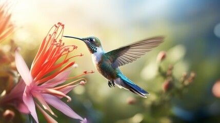 Fototapeta premium hummingbird hovering over a flower