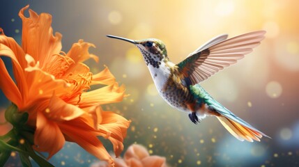Fototapeta premium hummingbird hovering over a flower