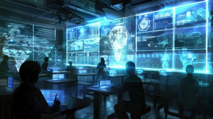 Artistic representation of a digital classroom