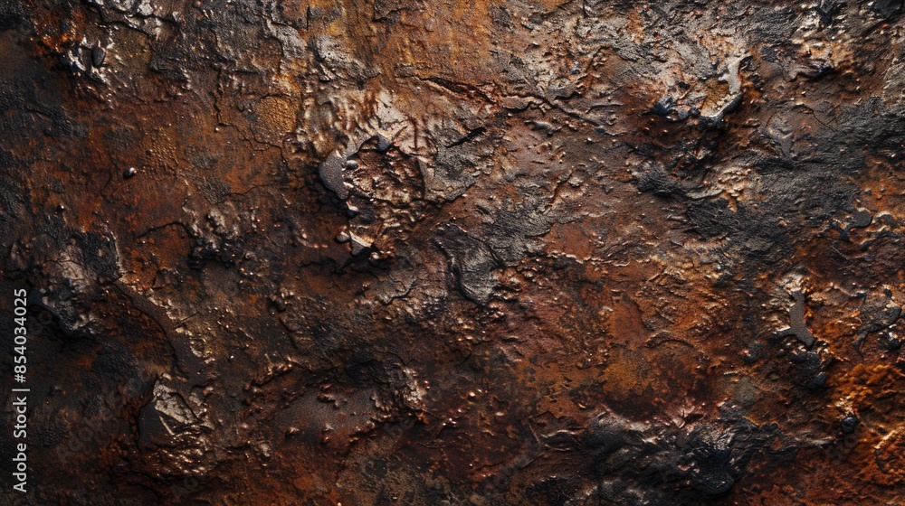 Poster Close-up view of a rusted metal surface with intricate details and corrosion