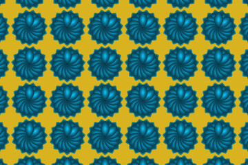 Blue Flower Pattern on Yellow Background: Vibrant and Eye-Catching Design, Perfect for Textiles, Wallpapers, and Decorative Projects, Ideal for Adding a Touch of Floral Elegance to Any Space
