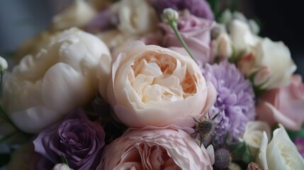 Beautiful purple, pink and white bridal bouquet