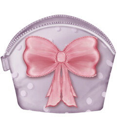 Cosmetic bag light purple polka dot hand drawn,Ladies Purse With Cosmetics.