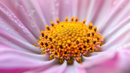 A close up of a flower with a droplet of water on it. Generate AI image