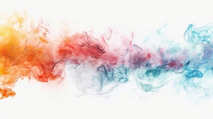 Colorful Watercolor Abstract Background with Splashes and Smoke Effects. Vibrant Oil Painting Art Illustration on White Isolated Background