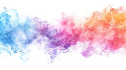 Colorful Watercolor Abstract Background with Splashes and Smoke Effects. Vibrant Oil Painting Art Illustration on White Isolated Background