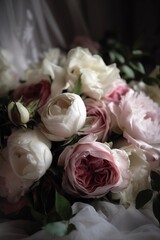 Obraz premium Beautiful pink and white bridal bouquet