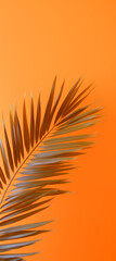 Palm leaves on orange background.