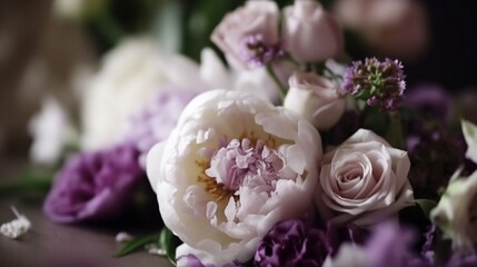 Beautiful purple, light pink and white bridal bouquet