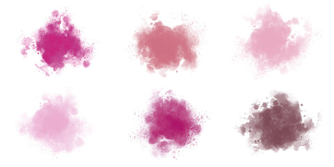 Pink Colorful vector watercolor brush strokes. paint stains abstract backgrounds set painted design illustration. Perfect watercolor smoke design for logo and sale banner, invitation, business card
