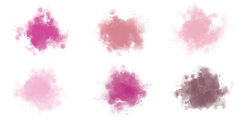 Pink Colorful vector watercolor brush strokes. paint stains abstract backgrounds set painted design illustration. Perfect watercolor smoke design for logo and sale banner, invitation, business card