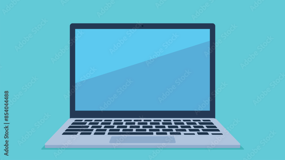 Fototapete vector image of a laptop on a single color background. the laptop screen is clear, there is only a r