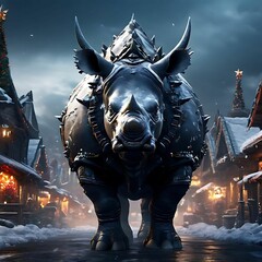 Rhinoceros-in-Christmas-season