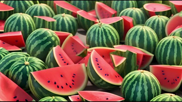 Watermelon whole and quarter slice for background.