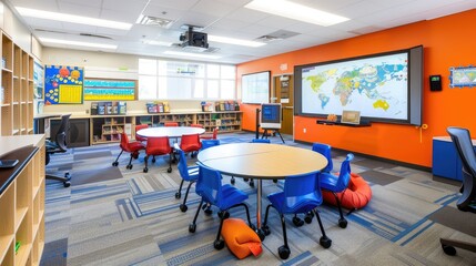Digital classroom setup with interactive elements