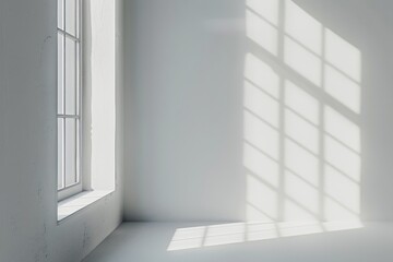 Fototapeta premium Window shadow drop on white wall