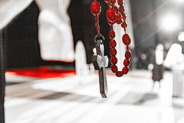 closeup of rosary cross