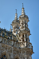 Obraz premium Detail of the medieval Gothic Town Hall in Leuven, Belgium