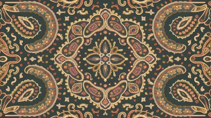 Vintage Paisley Cashmere Bandana - Seamless Vector Design for Carpet and Cloth