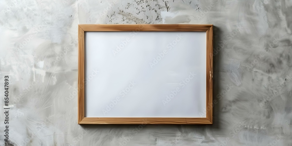 Poster minimalist art mockup with wooden frame and empty canvas against neutral background. concept minimal
