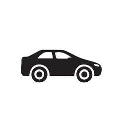  Vector Black silhouette car icon isolated on white, Eps 10.
