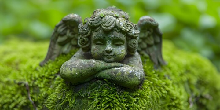 Closeup portrait of a friendly seraphim in a mossy swamp setting. Concept Fantasy, Portrait, Seraphim, Mossy Swamp, Closeup