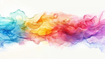 Fototapeta premium Abstract summer heat wave depicted in a spectrum of watercolors set upon a white