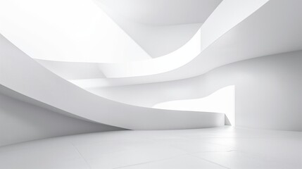 Abstract Architecture Background. White Circular Building.3d Rendering