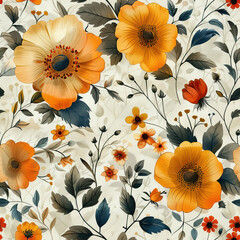 seamless botanical flower vintage pattern on dusty
