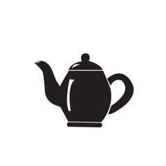 Teapot  silhouette icon vector simple illustration design,black and white on white background.