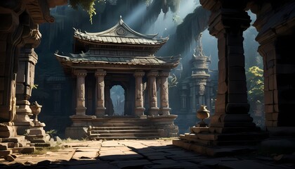 Fototapeta premium ruins of an ancient temple in fantasy style. Generative AI, Generative, AI