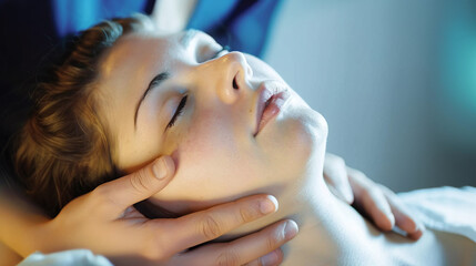 Fototapeta premium woman at wellness treatment relaxing