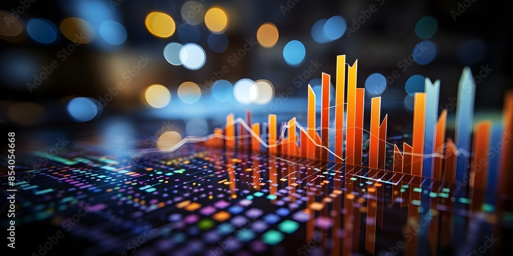 Poster closeup of business analytics metrics shown in charts and graphs. concept business analytics, metric