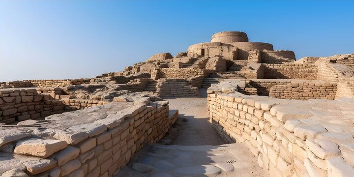 Majestic ruins of Mohenjodaro in Sindh Pakistan. Concept Archaeological Site, Ancient Civilization, Indus Valley, Cultural Heritage, Historical Ruins