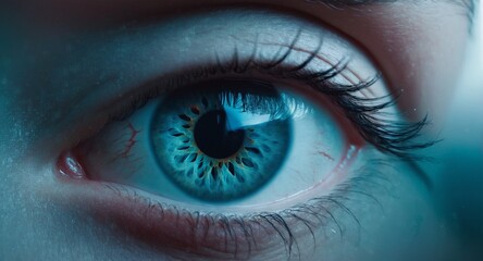 Fototapeta premium Close up of human eye with blue iris