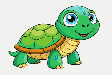 Cute turtle cartoon vector illustration 
