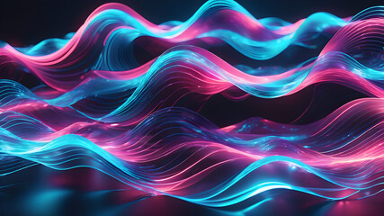 Futuristic Abstract Wave: Vertical Light Blue and Pink Line Wallpaper Background