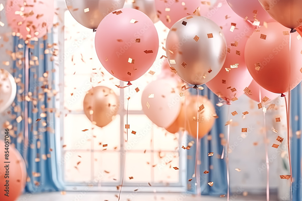 Poster a bunch of colorful balloons are floating in the air, creating a festive and joyful atmosphere. the 