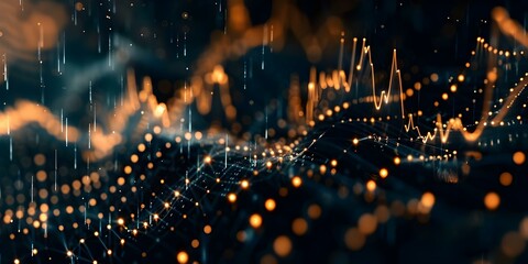 Abstract black background with floating analogdigital waveforms for signal processing concept. Concept Abstract, Black Background, Waveforms, Signal Processing Concept, Analog-Digital