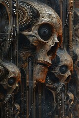 biomechanical skull and metallic wall design