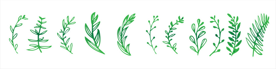  leaf stencils, color gradient, element, bright sticker, design with graphic symbols of the logo, the ability to change color and size
